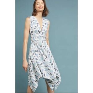 Anthropologie Blue and White High Low Dress